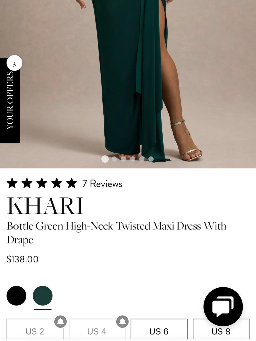 KHARI Emerald High-Neck Side-Slit Maxi Dress